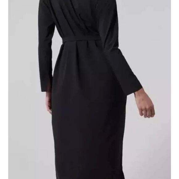NWOT Athleta Urbanite Womens Shirtdress Black Tie Waist Pockets Long Sleeve L/P - Picture 3 of 15